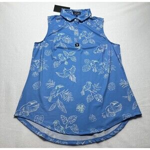 NWT Bad Birdie Women's Golf No Fly Zone Sleeveless Blue Size XL Floral New
